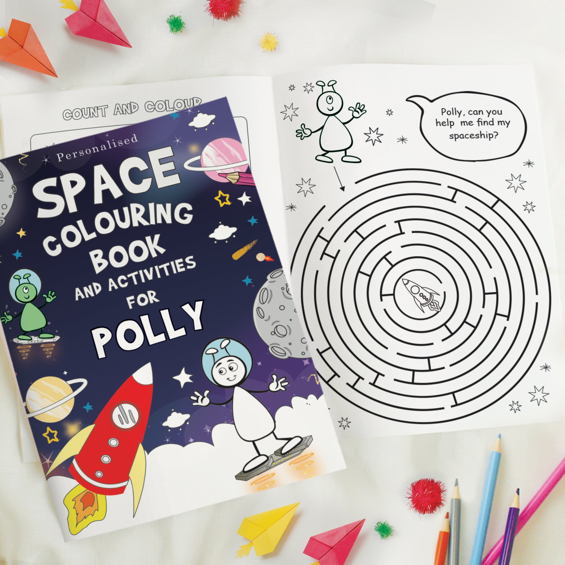 Personalised Space Colouring Book - MK&JD Gifts