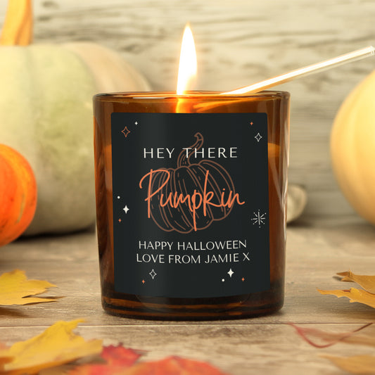 Personalised Pumpkin Amber Glass Candle - MK&JD Gifts