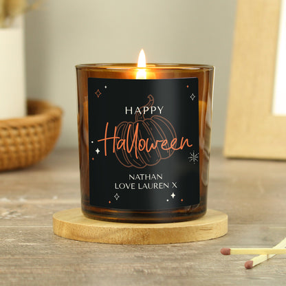 Personalised Pumpkin Amber Glass Candle - MK&JD Gifts