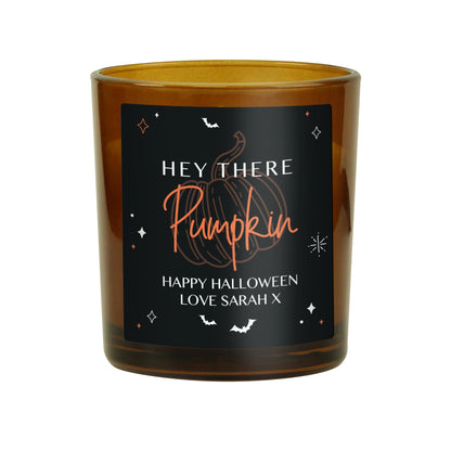 Personalised Pumpkin Amber Glass Candle - MK&JD Gifts