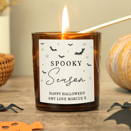 Personalised Spooky Amber Glass Candle - MK&JD Gifts