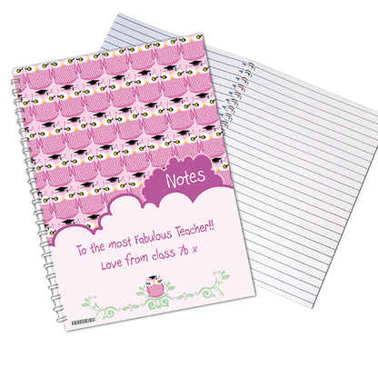 Personalised Miss Owl Teacher A5 Notebook - MK&JD Gifts