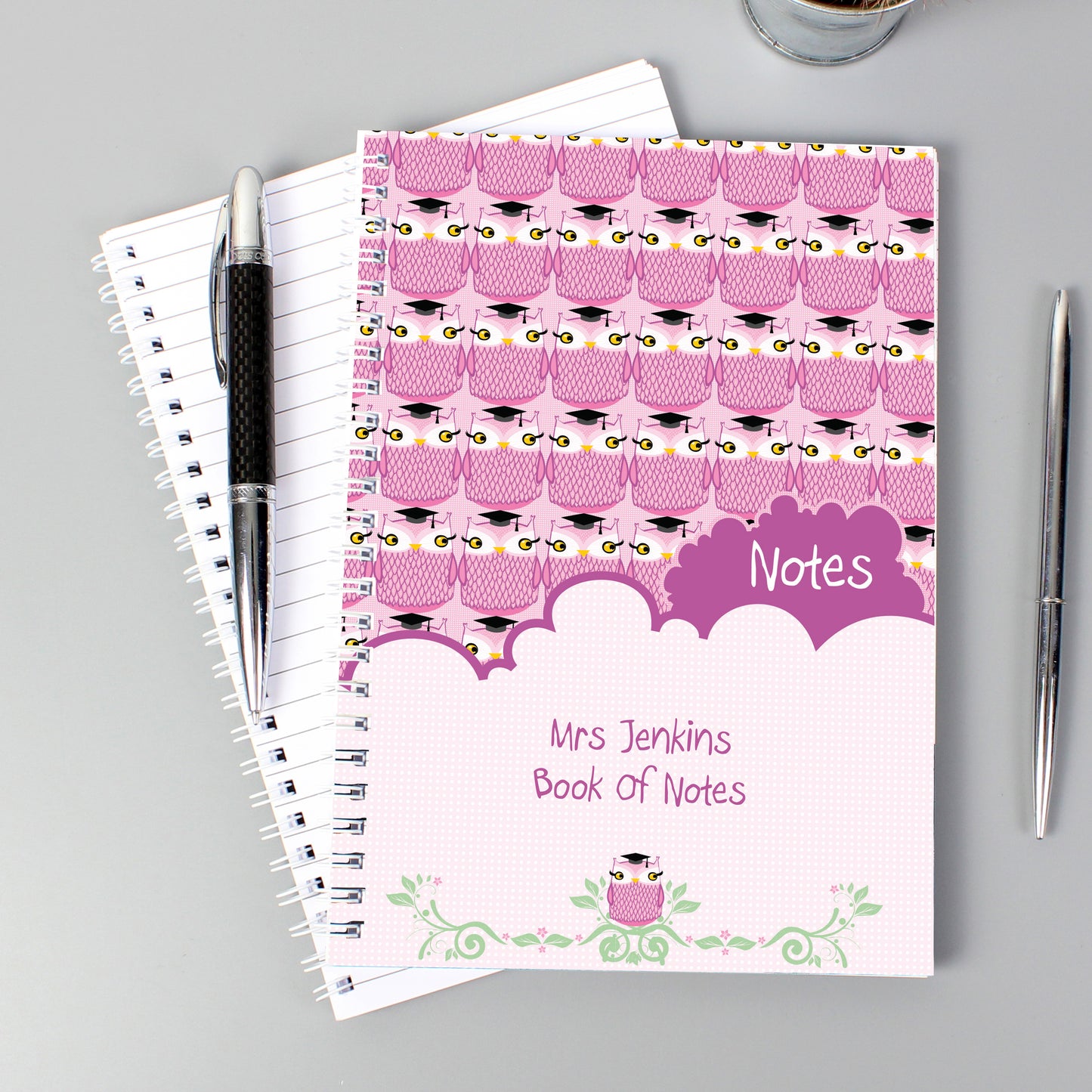 Personalised Miss Owl Teacher A5 Notebook - MK&JD Gifts