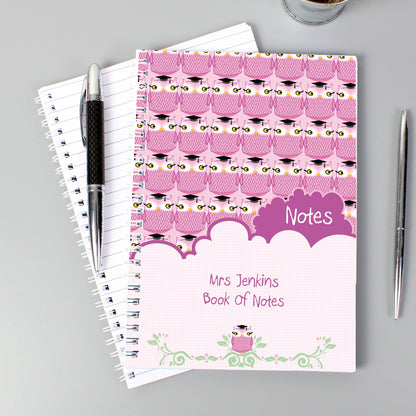 Personalised Miss Owl Teacher A5 Notebook - MK&JD Gifts