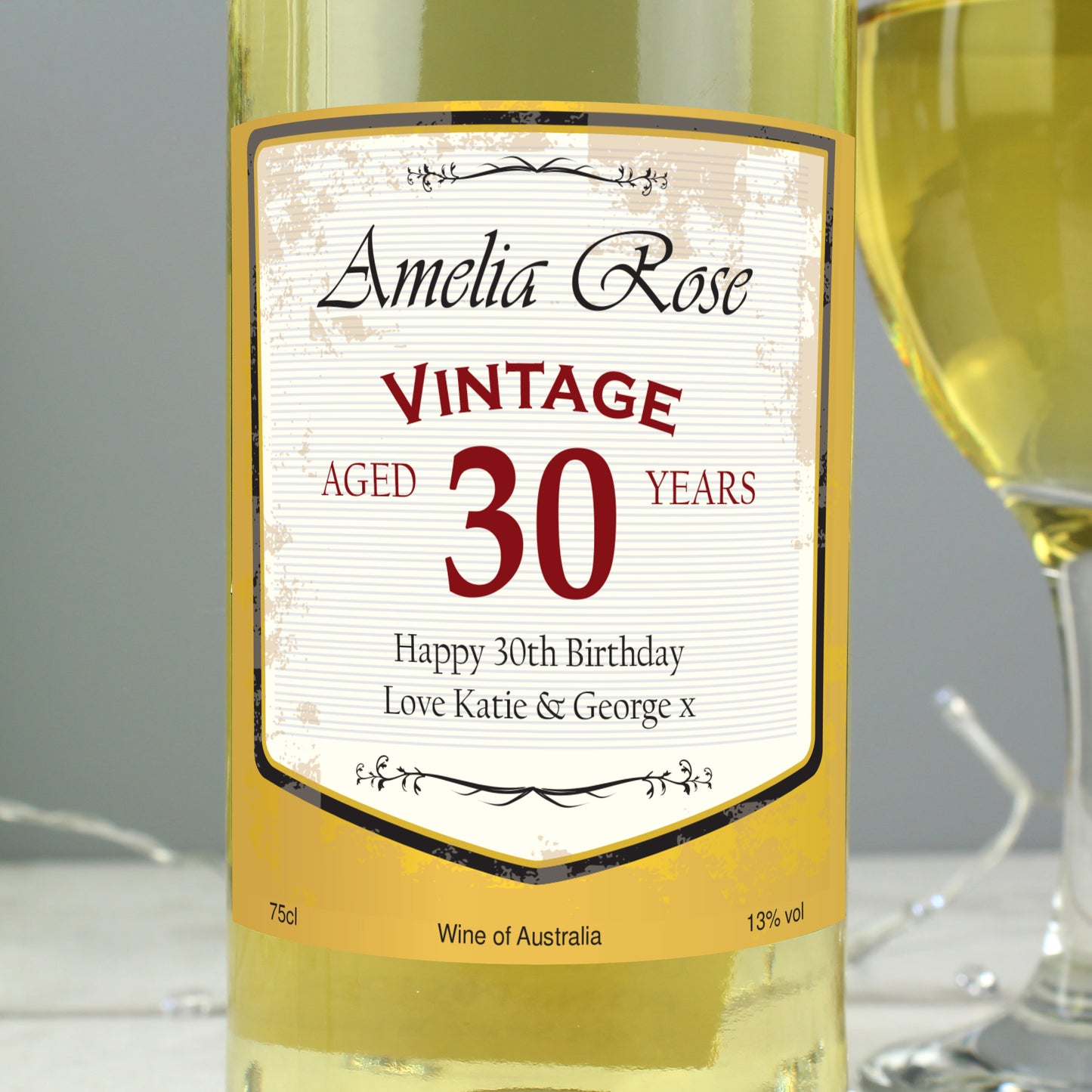 Personalised White Wine Vintage Age Label - MK&JD Gifts
