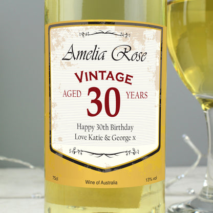 Personalised White Wine Vintage Age Label - MK&JD Gifts