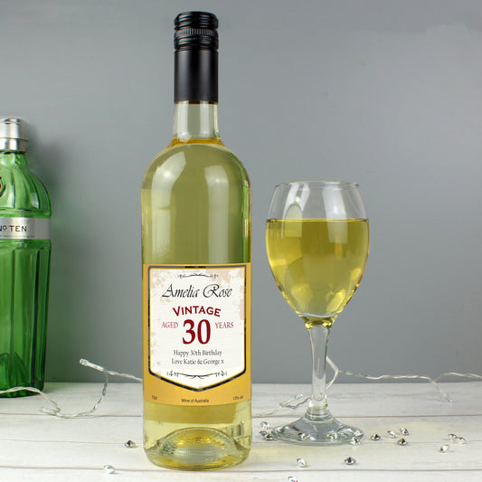 Personalised White Wine Vintage Age Label - MK&JD Gifts