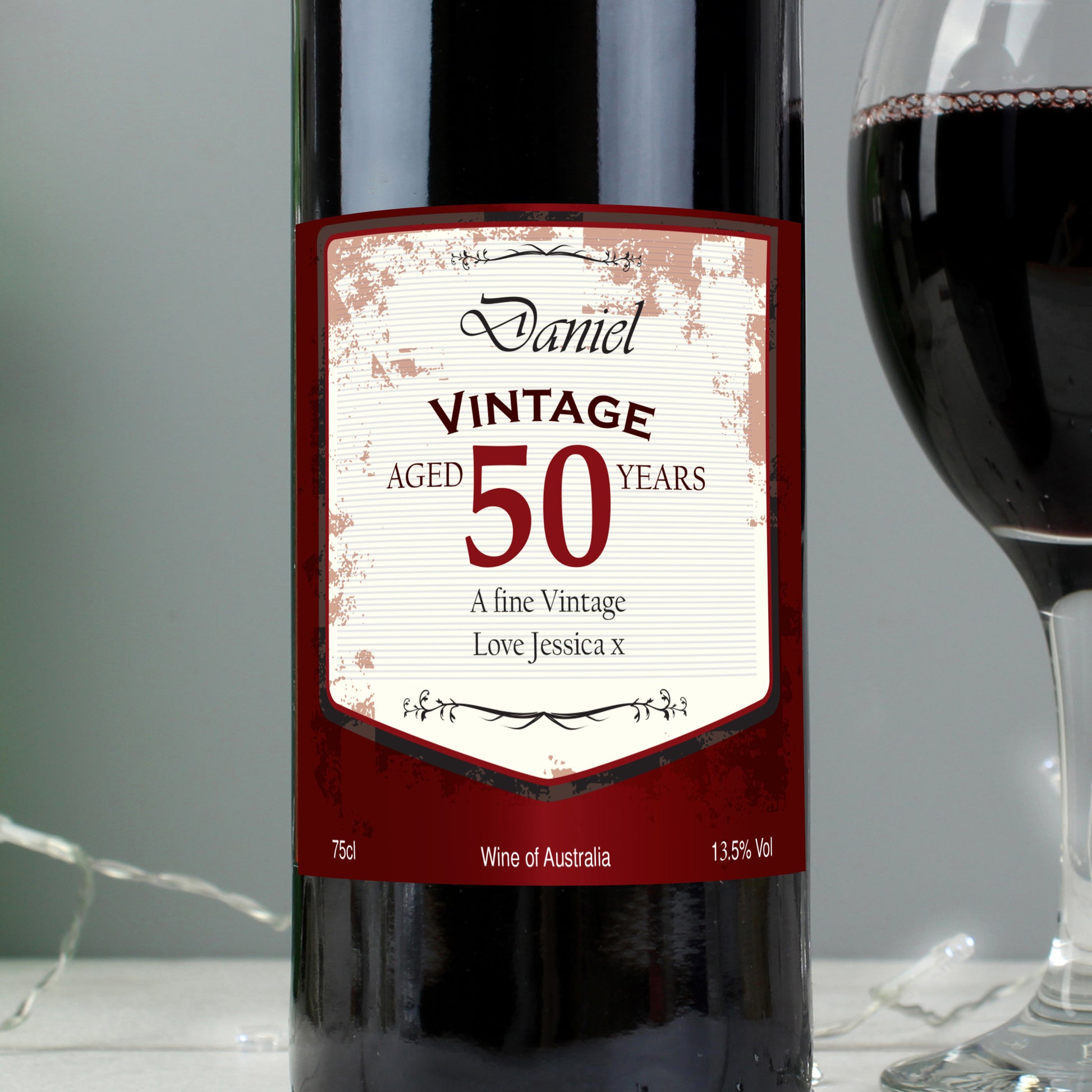 Personalised Red Wine Vintage Age Label - MK&JD Gifts