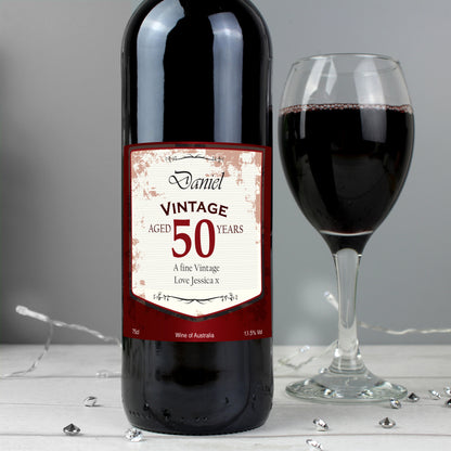 Personalised Red Wine Vintage Age Label - MK&JD Gifts