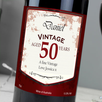 Personalised Red Wine Vintage Age Label - MK&JD Gifts