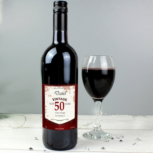 Personalised Red Wine Vintage Age Label - MK&JD Gifts