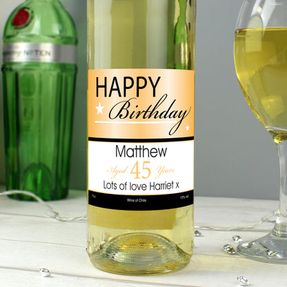 Personalised Happy Birthday White Wine - MK&JD Gifts