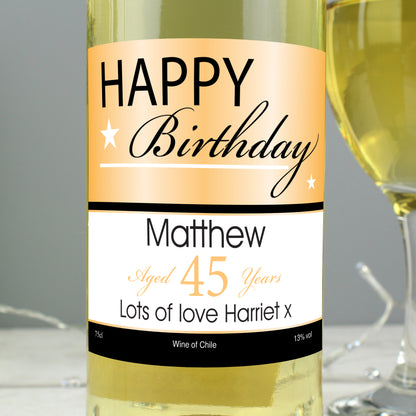Personalised Happy Birthday White Wine - MK&JD Gifts