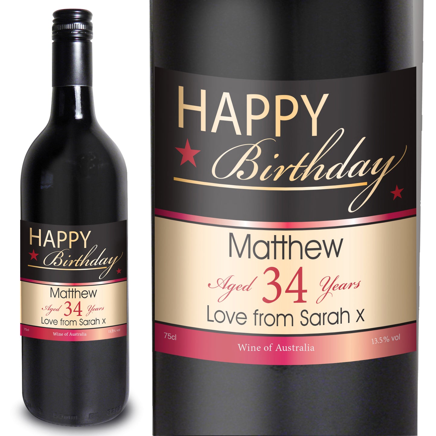 Personalised Happy Birthday Red Wine - MK&JD Gifts