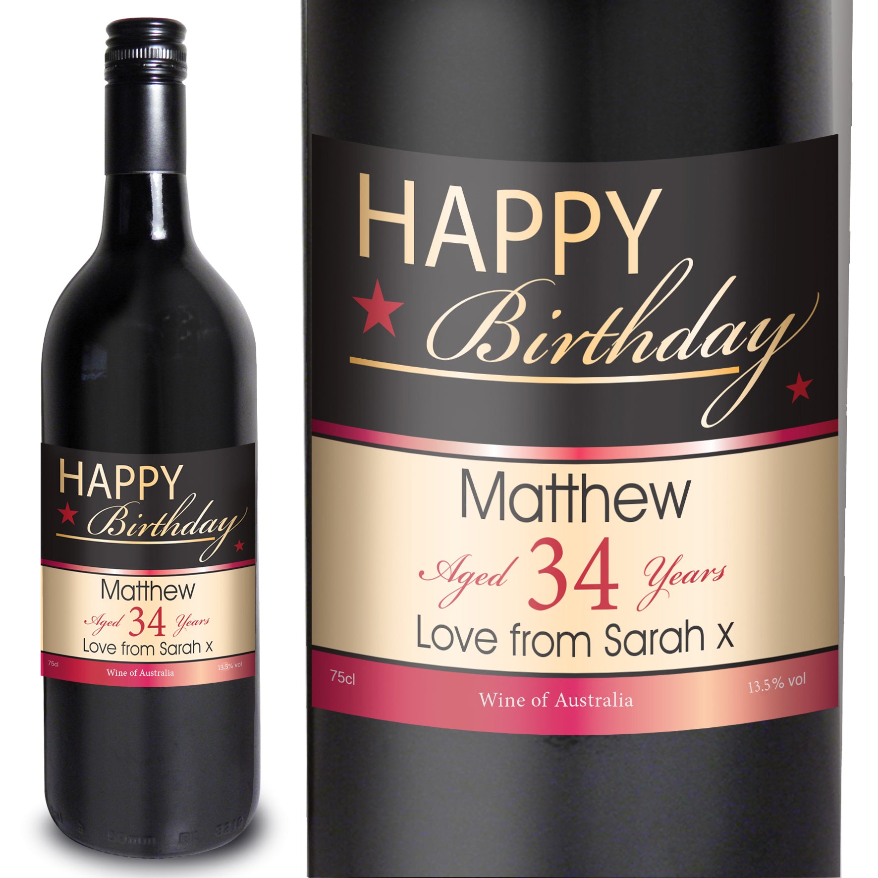 Personalised Happy Birthday Red Wine - MK&JD Gifts