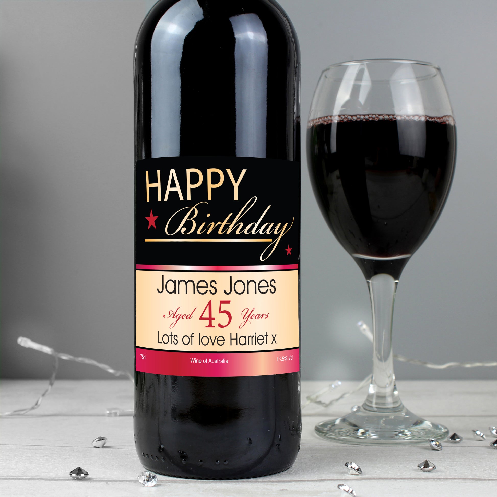 Personalised Happy Birthday Red Wine - MK&JD Gifts