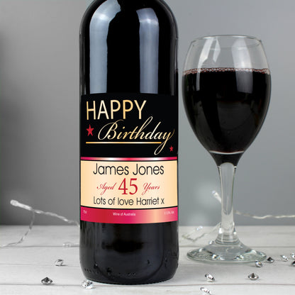 Personalised Happy Birthday Red Wine - MK&JD Gifts