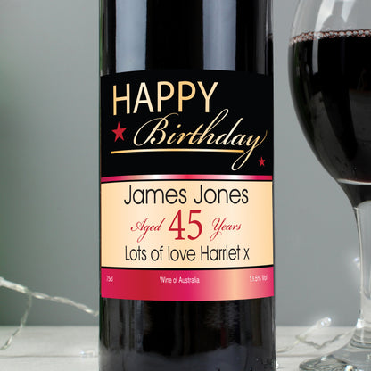 Personalised Happy Birthday Red Wine - MK&JD Gifts