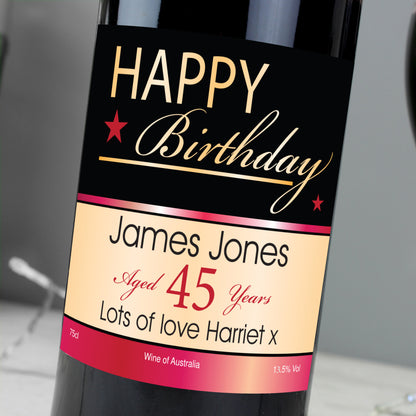 Personalised Happy Birthday Red Wine - MK&JD Gifts