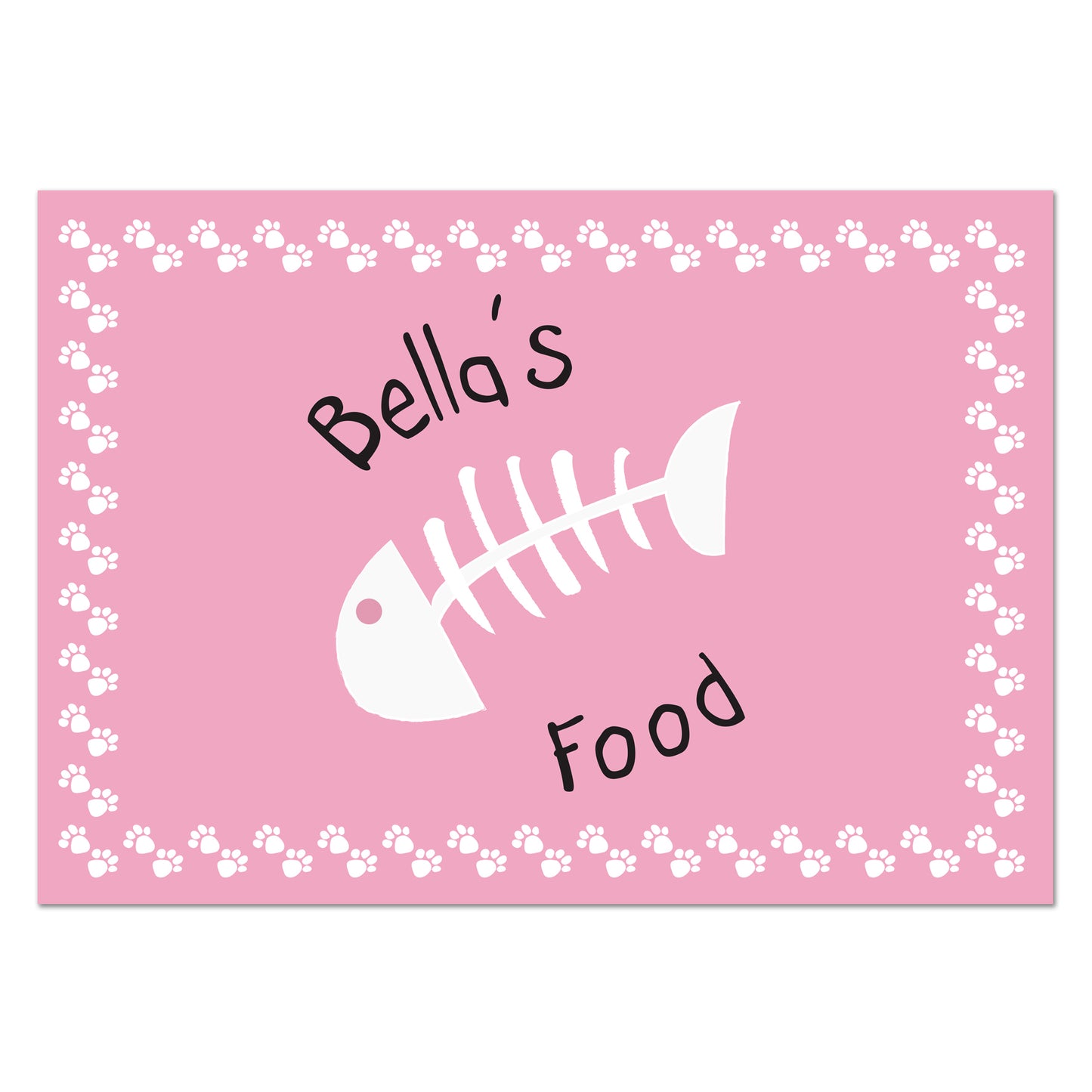 Personalised Pink Fish Bone Cat Pet Bowl Mat - MK&JD Gifts