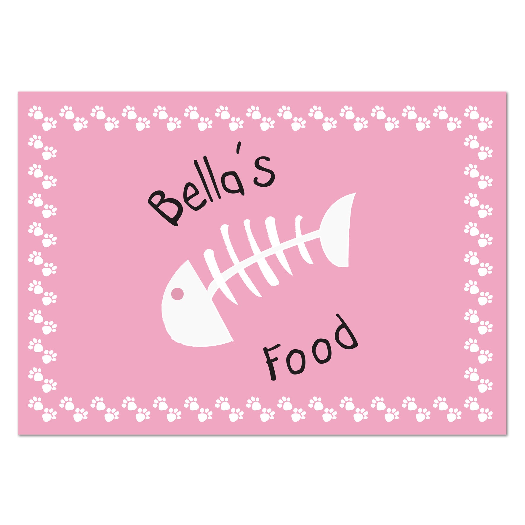 Personalised Pink Fish Bone Cat Pet Bowl Mat - MK&JD Gifts