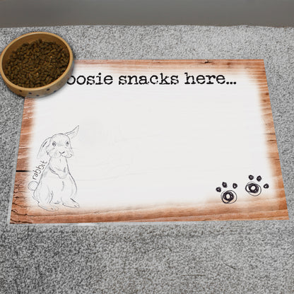 Personalised Scribble Bunny Pet Bowl Mat - MK&JD Gifts