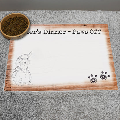 Personalised Scribble Bunny Pet Bowl Mat - MK&JD Gifts