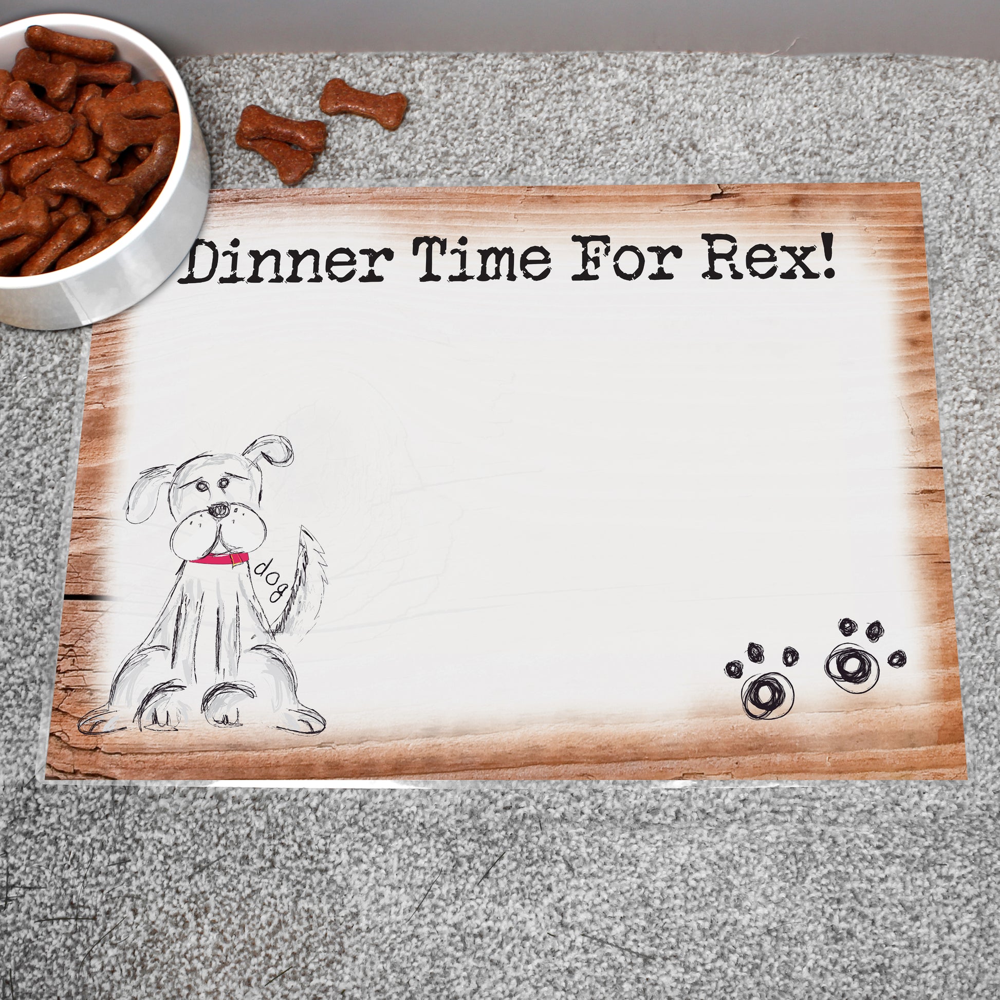 Personalised Scribble Dog Pet Bowl Mat - MK&JD Gifts