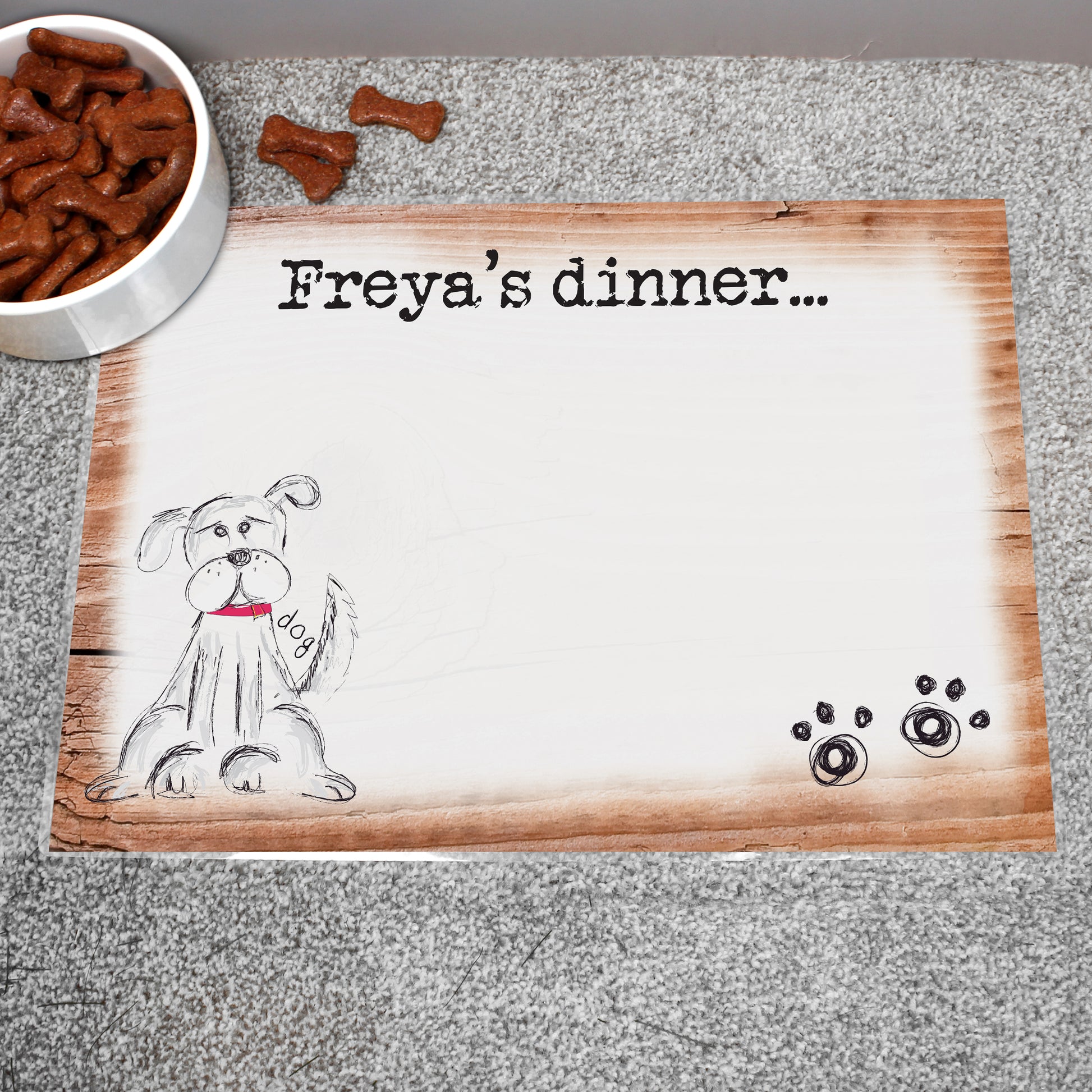 Personalised Scribble Dog Pet Bowl Mat - MK&JD Gifts