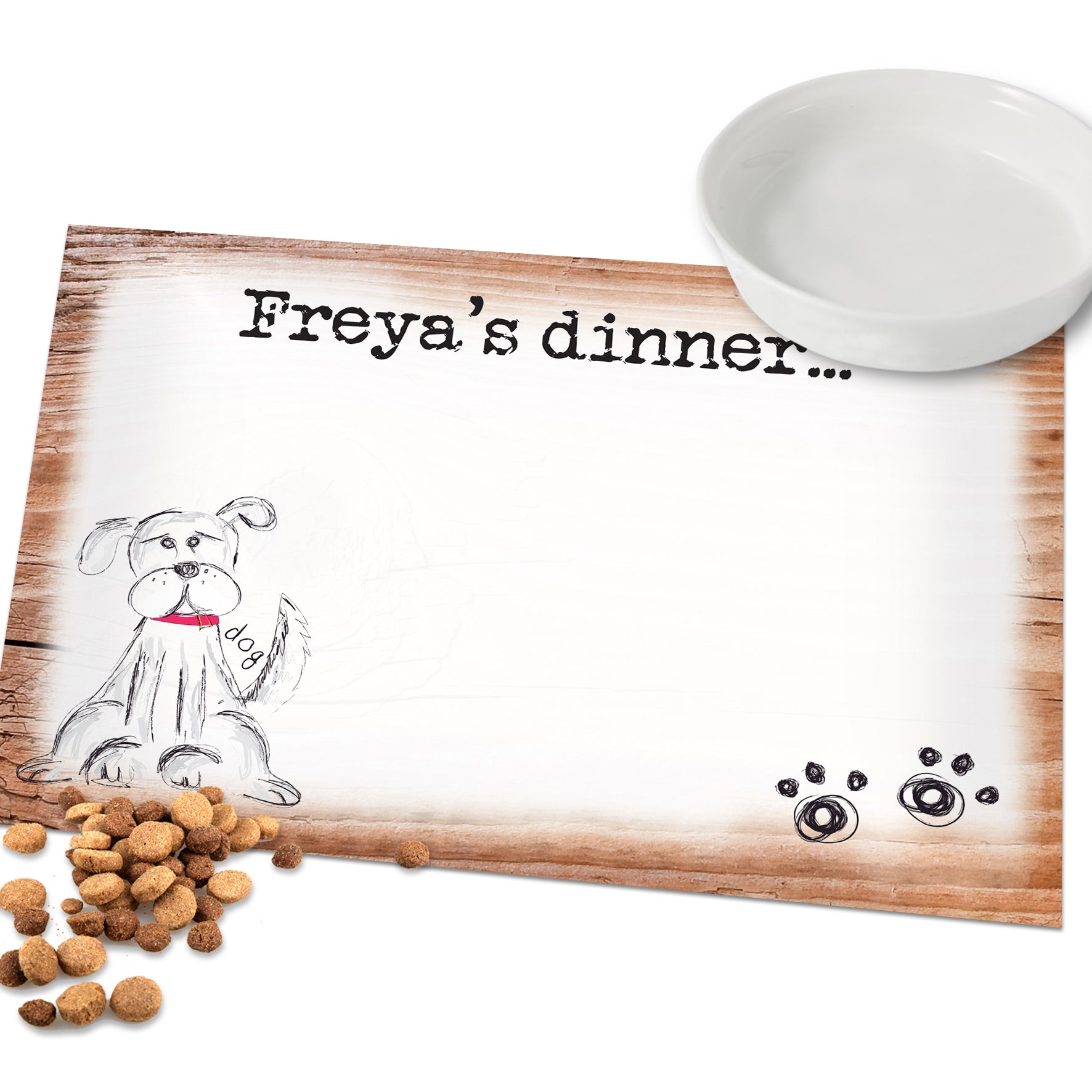 Personalised Scribble Dog Pet Bowl Mat - MK&JD Gifts