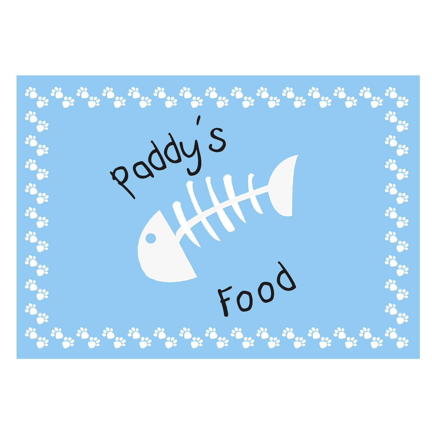 Personalised Blue Fish Bone Cat Pet Bowl Mat - MK&JD Gifts