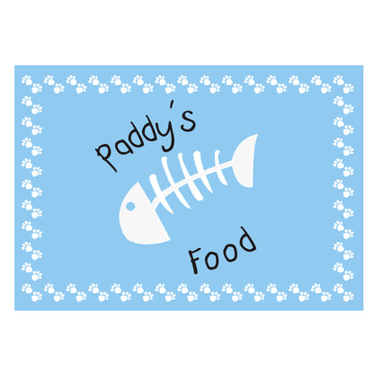 Personalised Blue Fish Bone Cat Pet Bowl Mat - MK&JD Gifts