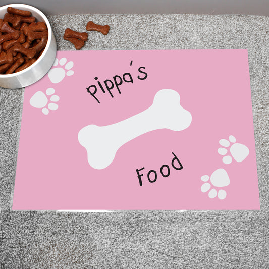 Personalised Pink Paw Print Dog Placemat - MK&JD Gifts