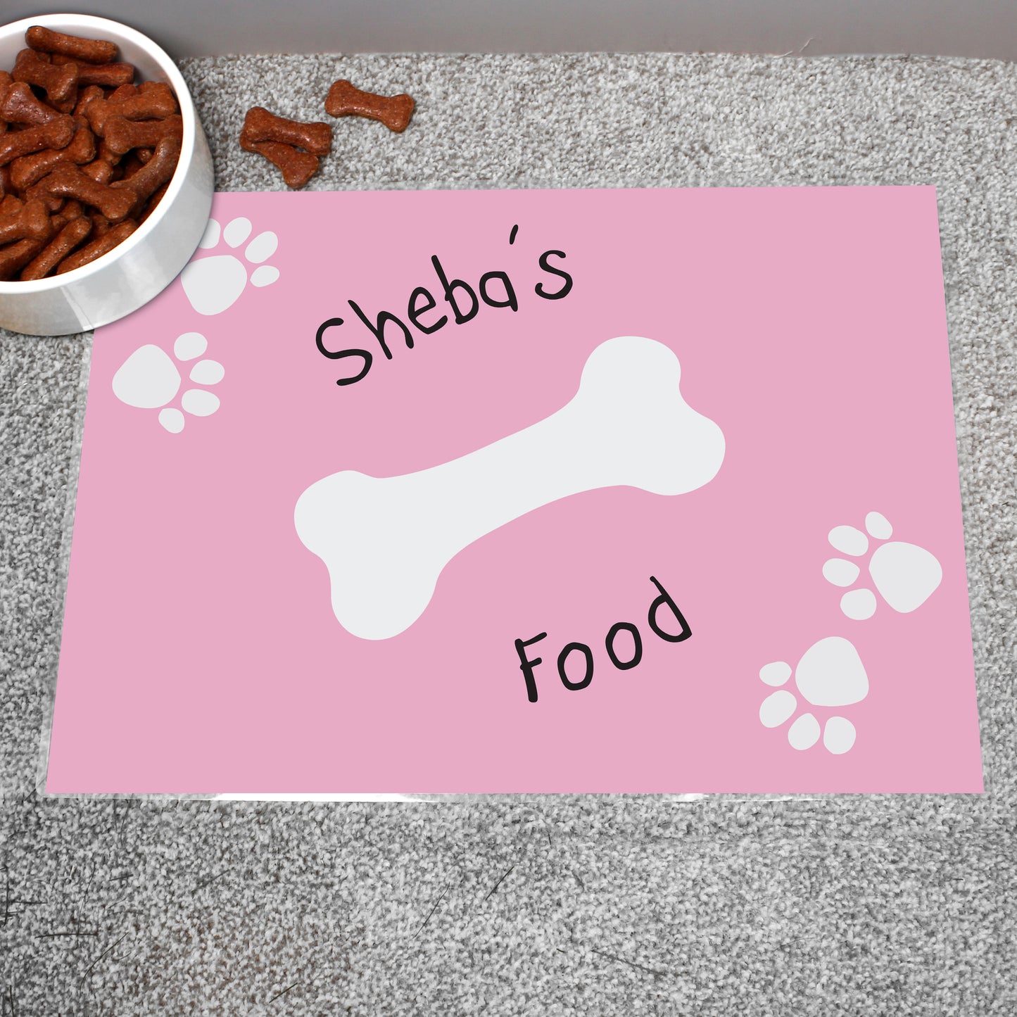 Personalised Pink Paw Print Dog Placemat - MK&JD Gifts