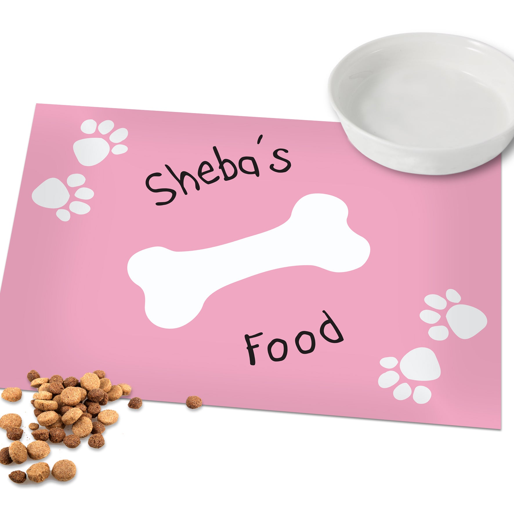 Personalised Pink Paw Print Dog Placemat - MK&JD Gifts