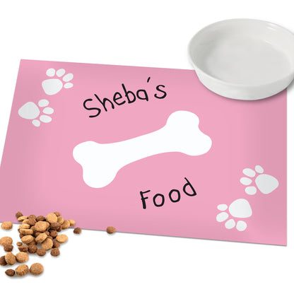 Personalised Pink Paw Print Dog Placemat - MK&JD Gifts