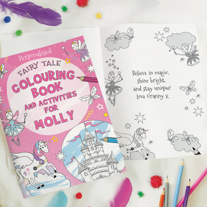 Personalised Princess & Unicorn Colouring Book with Pencil Crayons - MK&JD Gifts