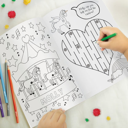 Personalised Princess & Unicorn Colouring Book with Pencil Crayons - MK&JD Gifts