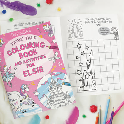 Personalised Princess & Unicorn Colouring Book with Pencil Crayons - MK&JD Gifts