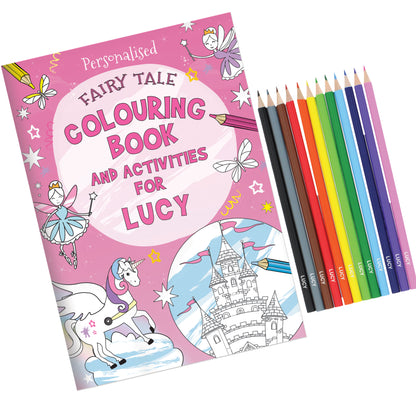 Personalised Princess & Unicorn Colouring Book with Pencil Crayons - MK&JD Gifts