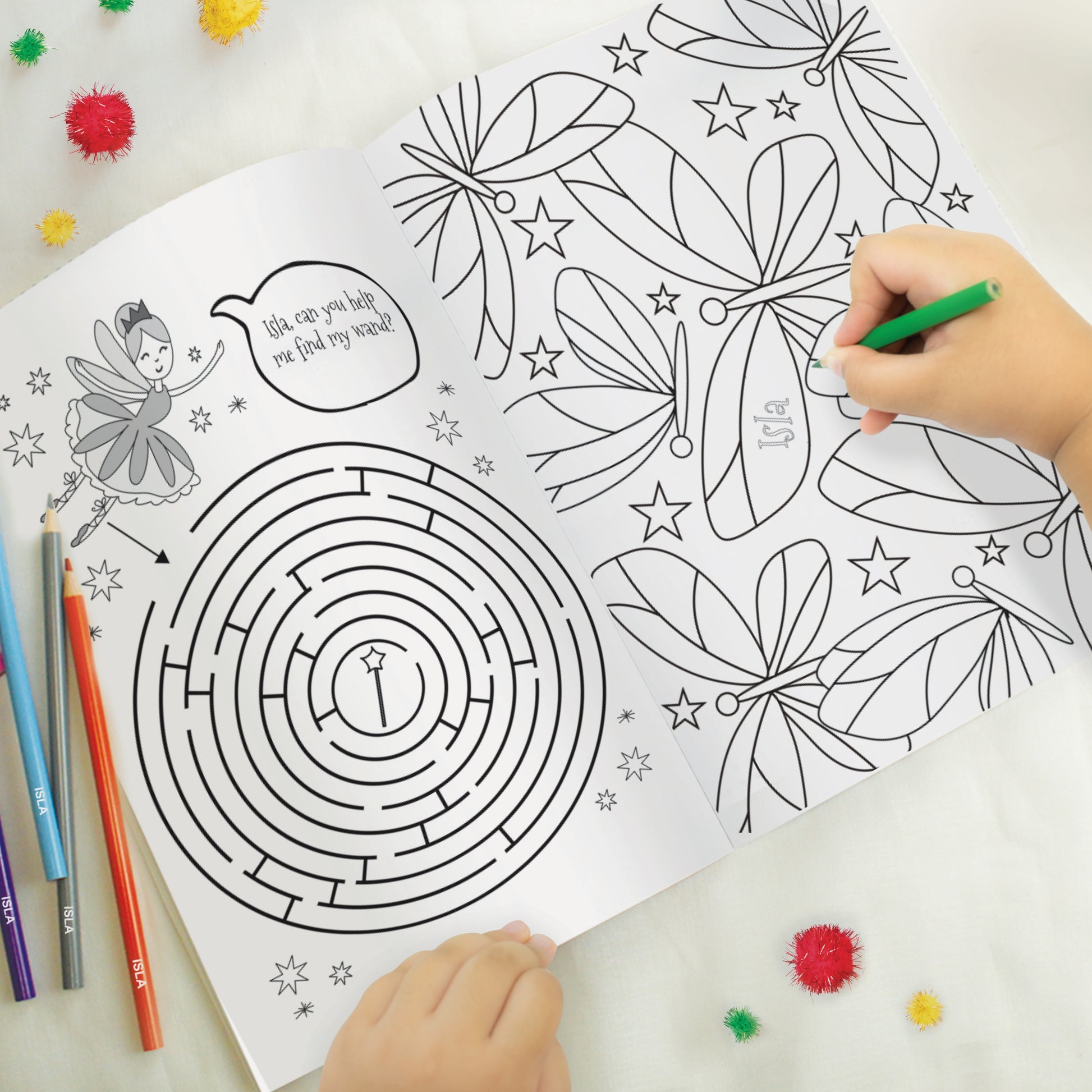 Personalised Princess & Unicorn Colouring Book with Pencil Crayons - MK&JD Gifts