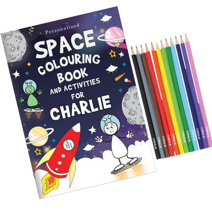 Personalised Space Colouring Book with Pencil Crayons - MK&JD Gifts