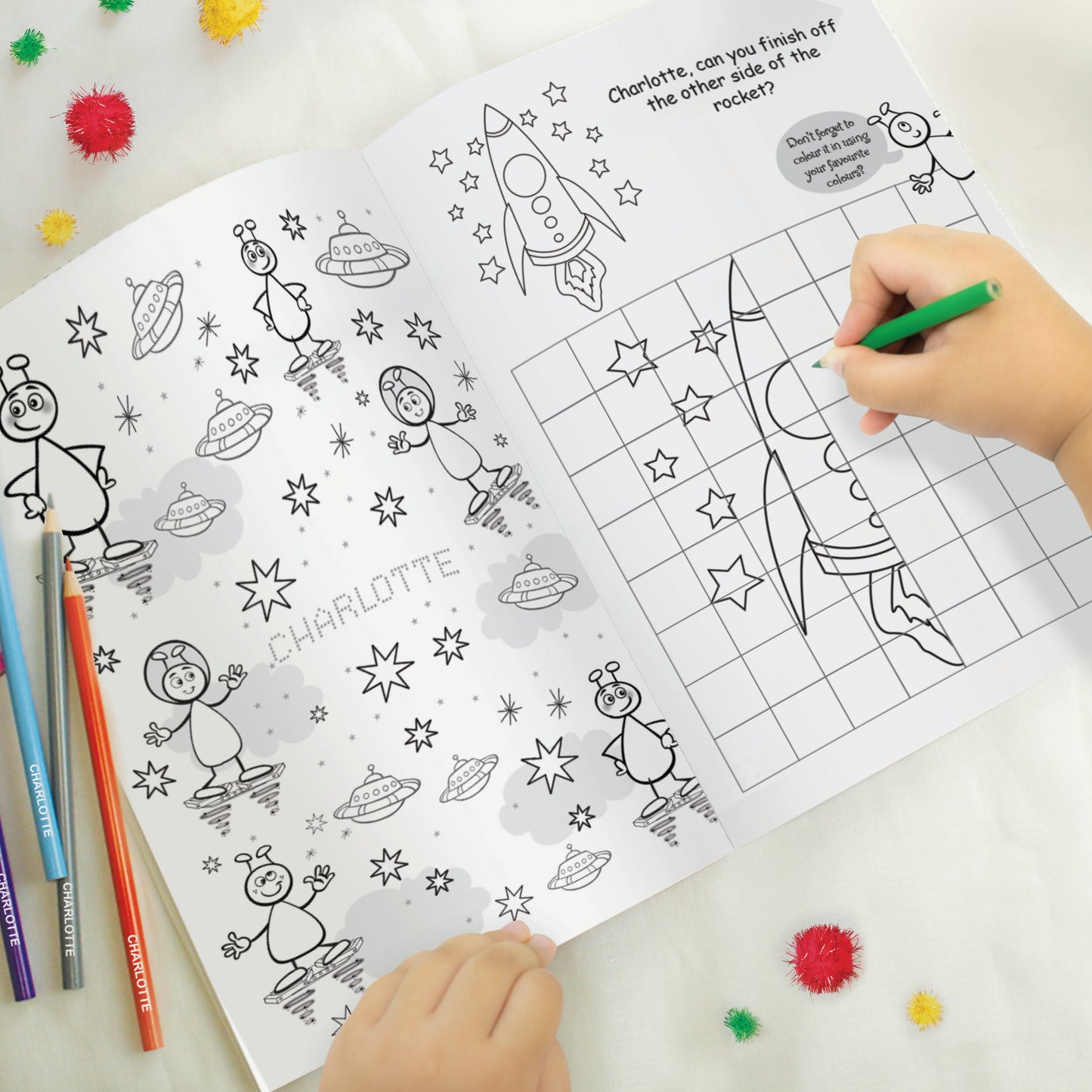 Personalised Space Colouring Book with Pencil Crayons - MK&JD Gifts