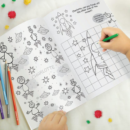 Personalised Space Colouring Book with Pencil Crayons - MK&JD Gifts
