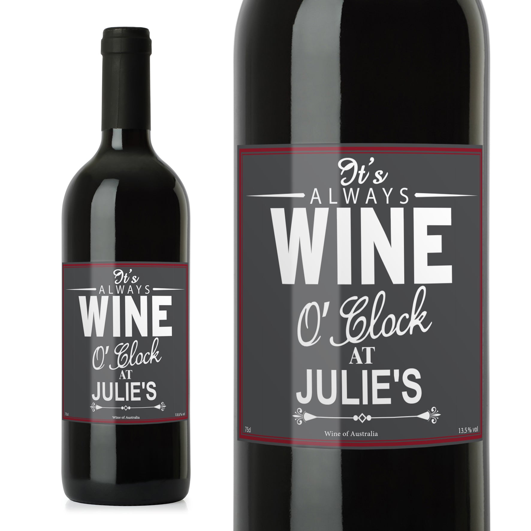 Personalised Wine O'Clock Red Wine - MK&JD Gifts