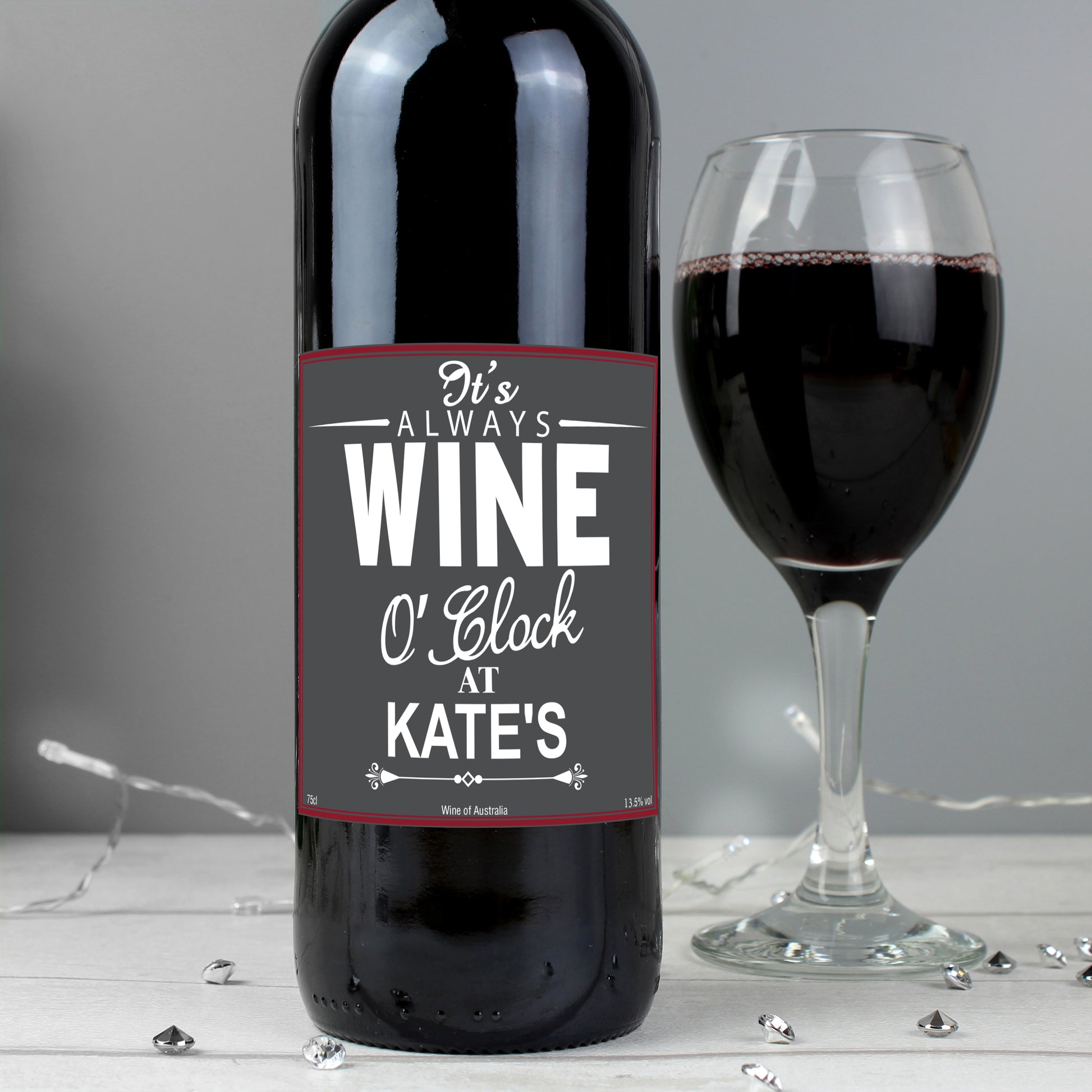 Personalised Wine O'Clock Red Wine - MK&JD Gifts