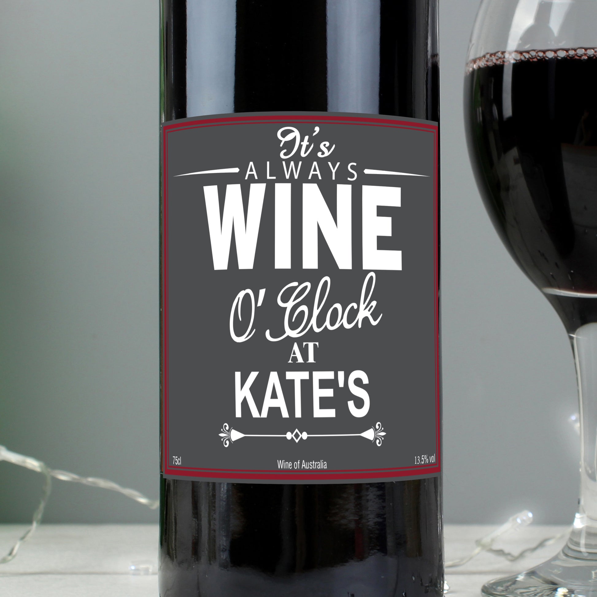 Personalised Wine O'Clock Red Wine - MK&JD Gifts