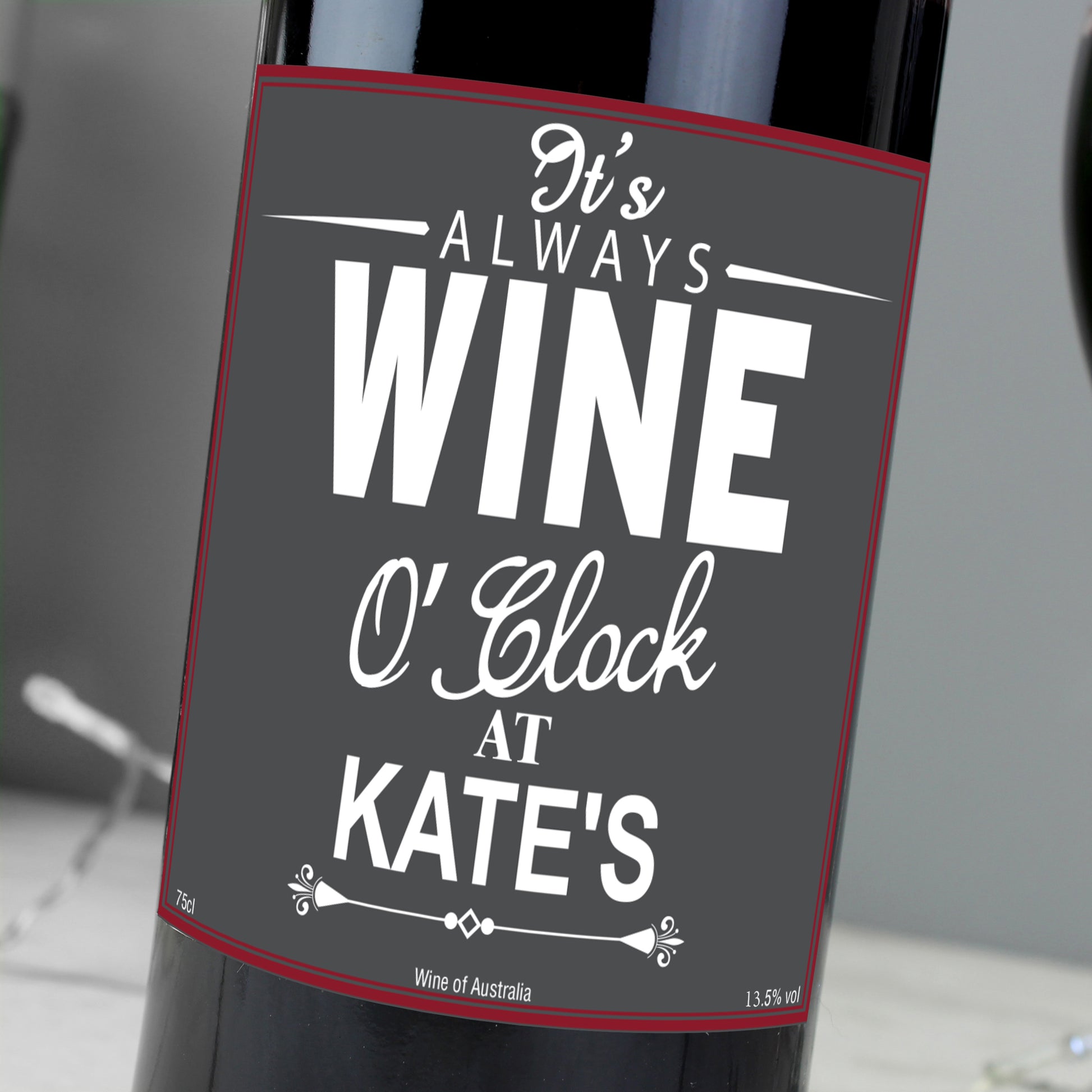 Personalised Wine O'Clock Red Wine - MK&JD Gifts