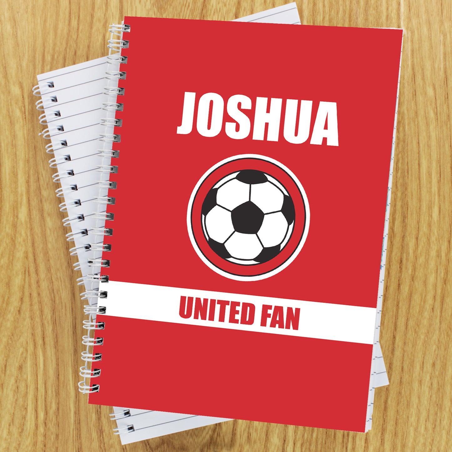 Personalised Red Football Fan A5 Notebook - MK&JD Gifts