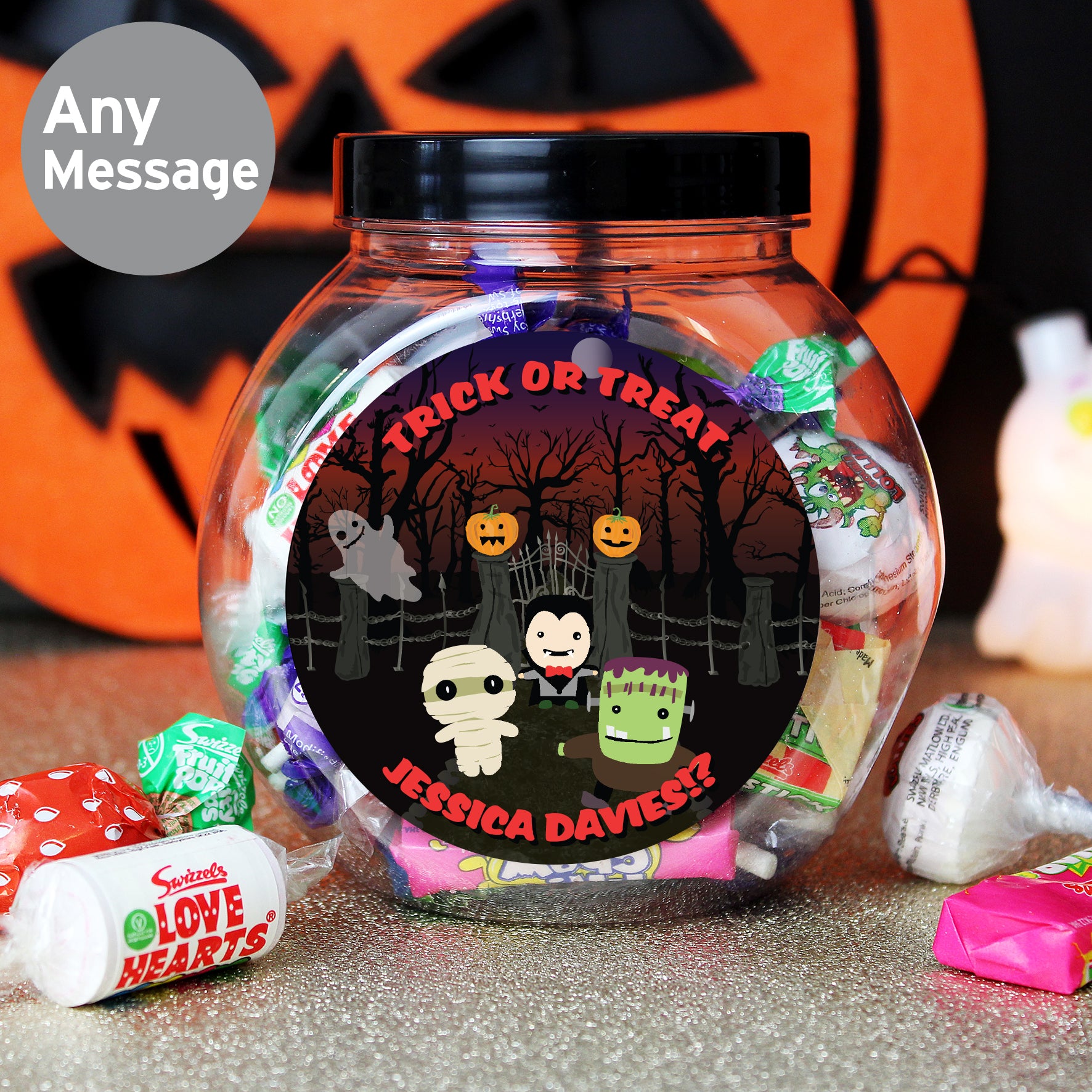 Personalised Halloween Characters Sweet Jar - MK&JD Gifts